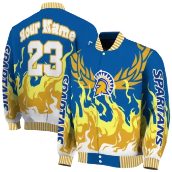 custom san jose state spartans winged blaze blue white varsity jacket fashion forward.webp