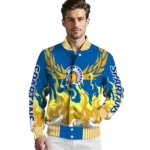 custom san jose state spartans winged blaze blue white varsity jacket best selling.webp