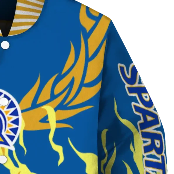 custom san jose state spartans winged blaze blue white varsity jacket premium grade.webp