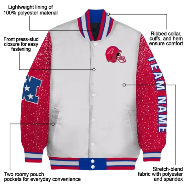 custom smu mustangs speckled arms blue gray varsity jacket new arrival.webp