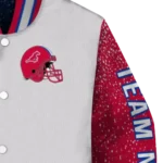 custom smu mustangs speckled arms blue gray varsity jacket best selling.webp