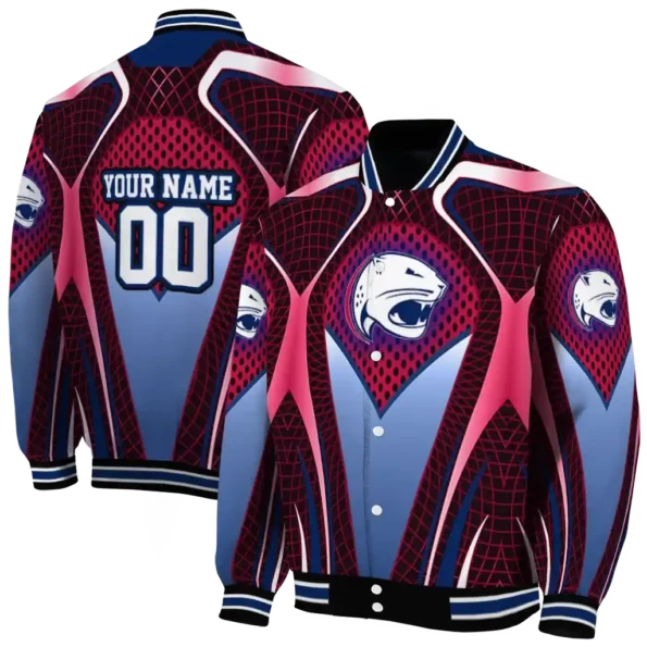 custom south alabama jaguars mesh chest red black varsity jacket fashion forward.webp