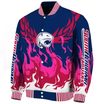 custom south alabama jaguars winged blaze blue white varsity jacket best selling.webp