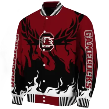 custom south carolina gamecocks winged blaze garnet white varsity jacket best selling.webp