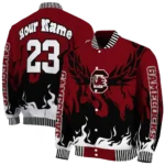 custom south carolina gamecocks winged blaze garnet white varsity jacket best selling.webp