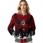 custom south carolina gamecocks winged blaze garnet white varsity jacket best selling.webp