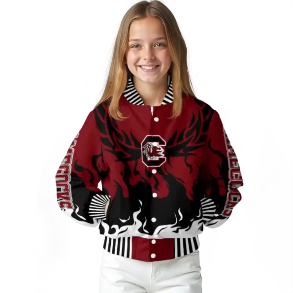 custom south carolina gamecocks winged blaze garnet white varsity jacket top rated.webp