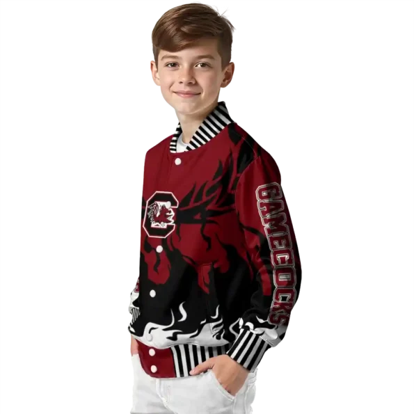 custom south carolina gamecocks winged blaze garnet white varsity jacket trendy.webp