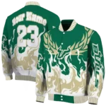 custom south florida bulls winged blaze green white varsity jacket best selling.webp