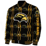 custom southern miss golden eagles bolt stripe black varsity jacket best selling.webp