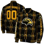 custom southern miss golden eagles bolt stripe black varsity jacket best selling.webp