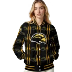 custom southern miss golden eagles bolt stripe black varsity jacket best selling.webp