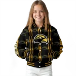 custom southern miss golden eagles bolt stripe black varsity jacket best selling.webp