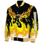 custom southern miss golden eagles winged blaze black white varsity jacket best selling.webp