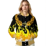 custom southern miss golden eagles winged blaze black white varsity jacket best selling.webp