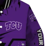 custom tcu horned frogs hexagon cluster purple black varsity jacket best selling.webp