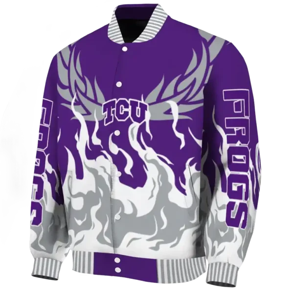 custom tcu horned frogs winged blaze purple white varsity jacket best selling.webp