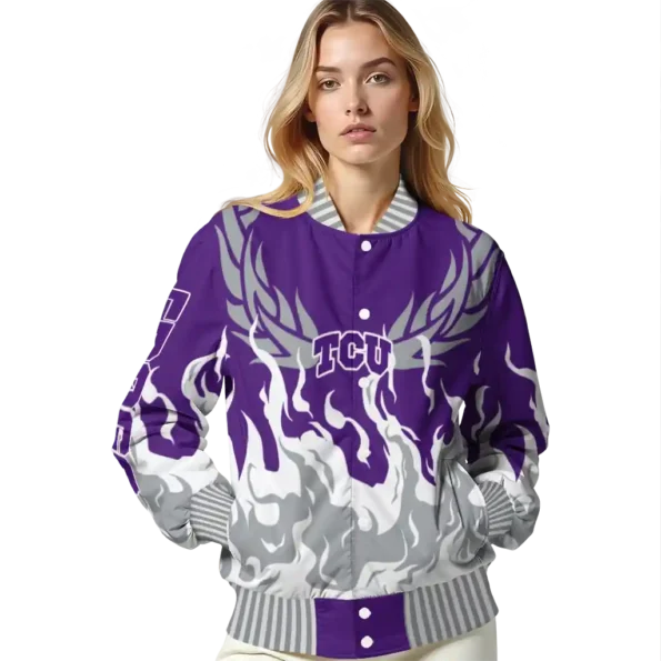 custom tcu horned frogs winged blaze purple white varsity jacket latest model.webp
