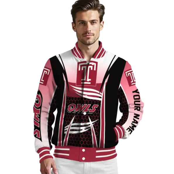 custom temple owls mesh effect red black varsity jacket high quality.webp