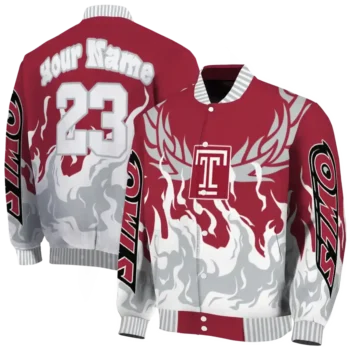 custom temple owls winged blaze red white varsity jacket fashion forward.webp