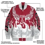 custom temple owls winged blaze red white varsity jacket best selling.webp