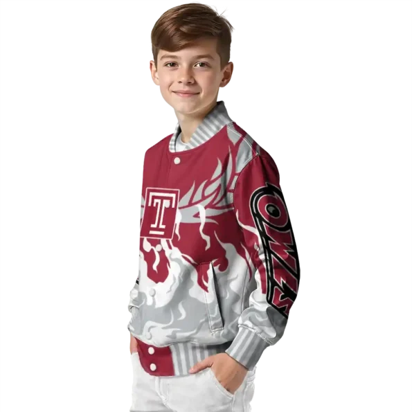 custom temple owls winged blaze red white varsity jacket trendy.webp