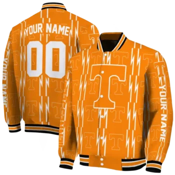 custom tennessee volunteers bolt stripe orange varsity jacket fashion forward.webp