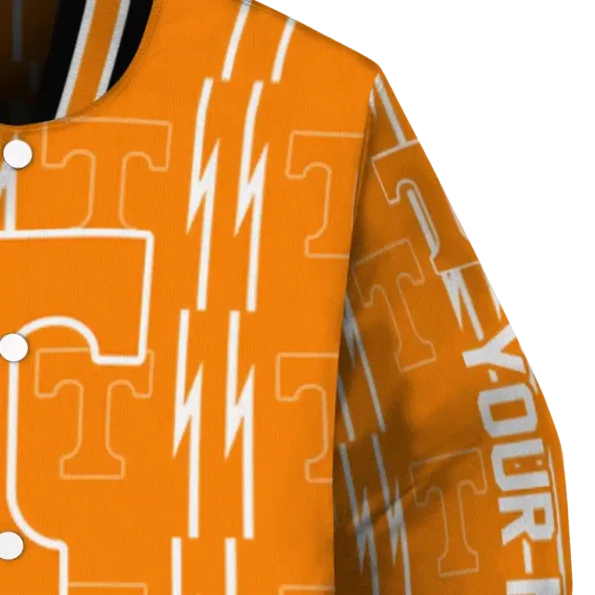 custom tennessee volunteers bolt stripe orange varsity jacket premium grade.webp
