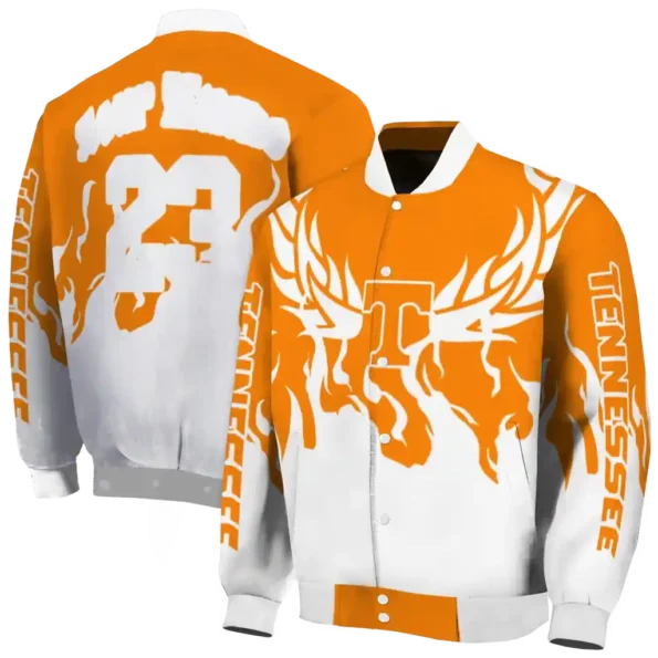 custom tennessee volunteers winged blaze orange white varsity jacket fashion forward.webp