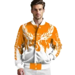 custom tennessee volunteers winged blaze orange white varsity jacket best selling.webp