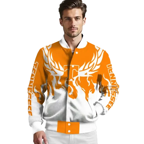 custom tennessee volunteers winged blaze orange white varsity jacket high quality.webp