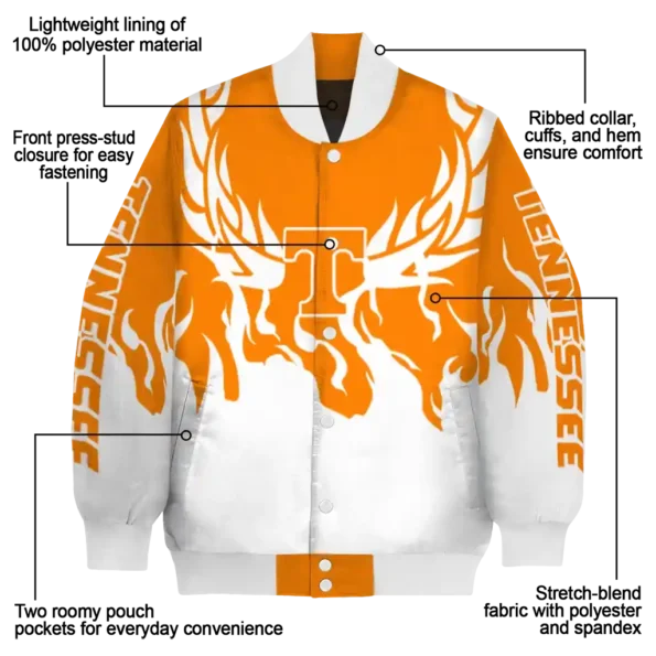 custom tennessee volunteers winged blaze orange white varsity jacket new arrival.webp