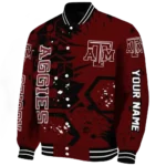 custom texas am aggies hexagon cluster maroon black varsity jacket best selling.webp