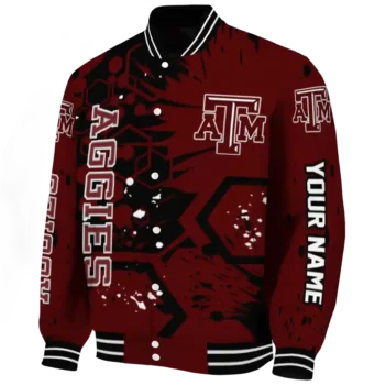 custom texas am aggies hexagon cluster maroon black varsity jacket best selling.webp