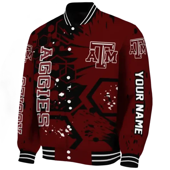 custom texas am aggies hexagon cluster maroon black varsity jacket best selling.webp