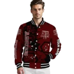 custom texas am aggies hexagon cluster maroon black varsity jacket best selling.webp