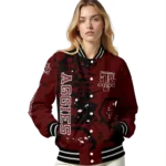 custom texas am aggies hexagon cluster maroon black varsity jacket best selling.webp