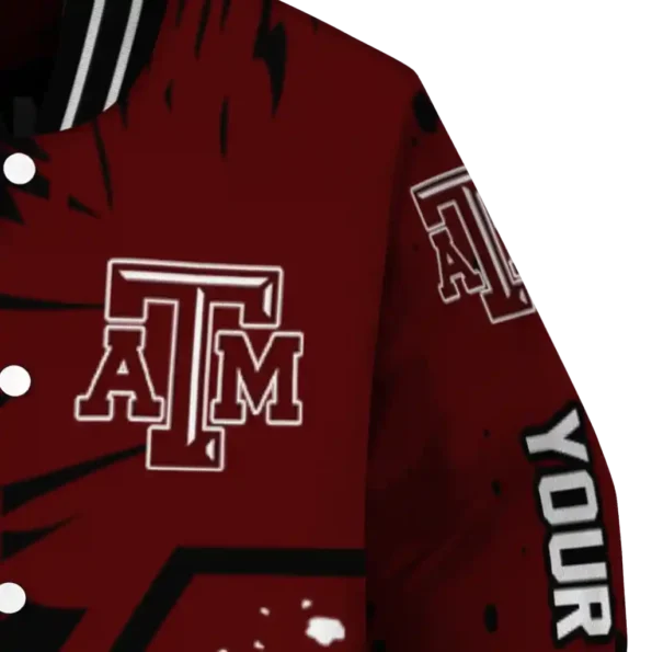 custom texas am aggies hexagon cluster maroon black varsity jacket premium grade.webp