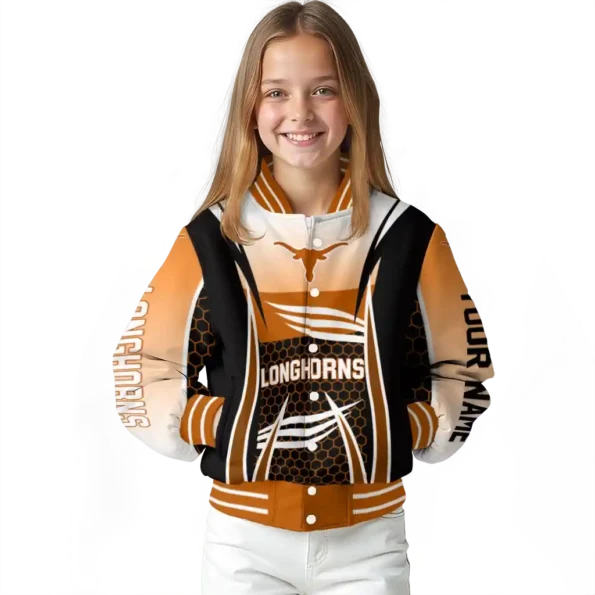 custom texas longhorns mesh effect orange black varsity jacket top rated.webp