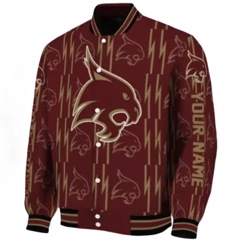 custom texas state bobcats bolt stripe maroon varsity jacket best selling.webp