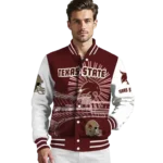 custom texas state bobcats ferris arena maroon white varsity jacket best selling.webp