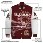 custom texas state bobcats ferris arena maroon white varsity jacket best selling.webp