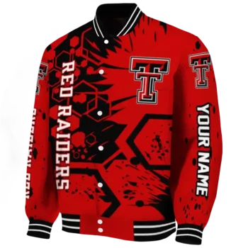 custom texas tech red raiders hexagon cluster red black varsity jacket best selling.webp