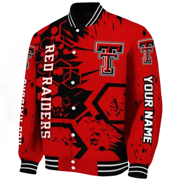 custom texas tech red raiders hexagon cluster red black varsity jacket best selling.webp