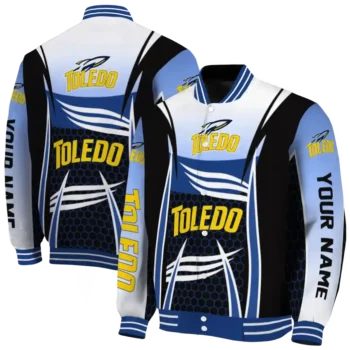 custom toledo rockets mesh effect blue black varsity jacket fashion forward.webp
