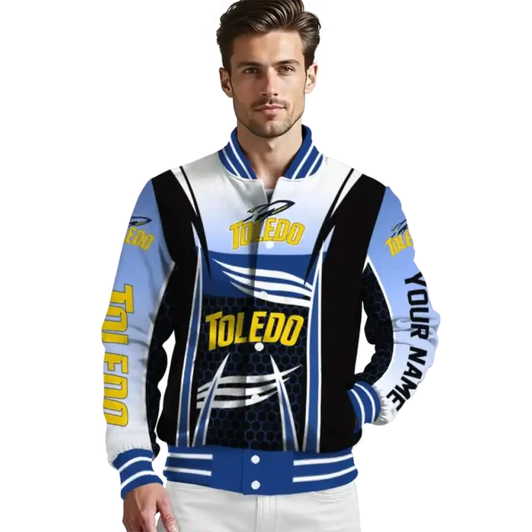 custom toledo rockets mesh effect blue black varsity jacket high quality.webp