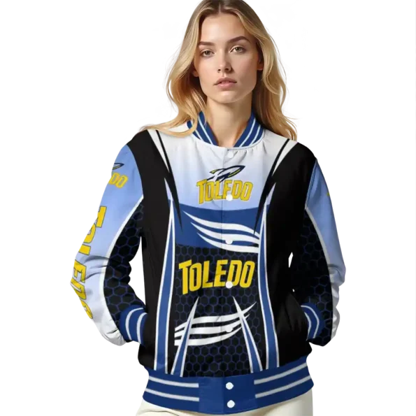 custom toledo rockets mesh effect blue black varsity jacket latest model.webp