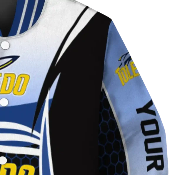 custom toledo rockets mesh effect blue black varsity jacket premium grade.webp