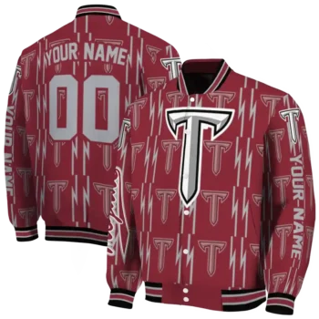 custom troy trojans bolt stripe red varsity jacket fashion forward.webp