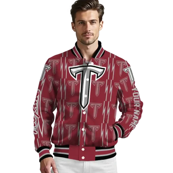 custom troy trojans bolt stripe red varsity jacket high quality.webp